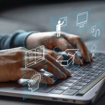 Human use laptop technology internet learning and study online class technology network, e-learning, online education, education, training, tutor, video lesson, course, knowledge in homeschool